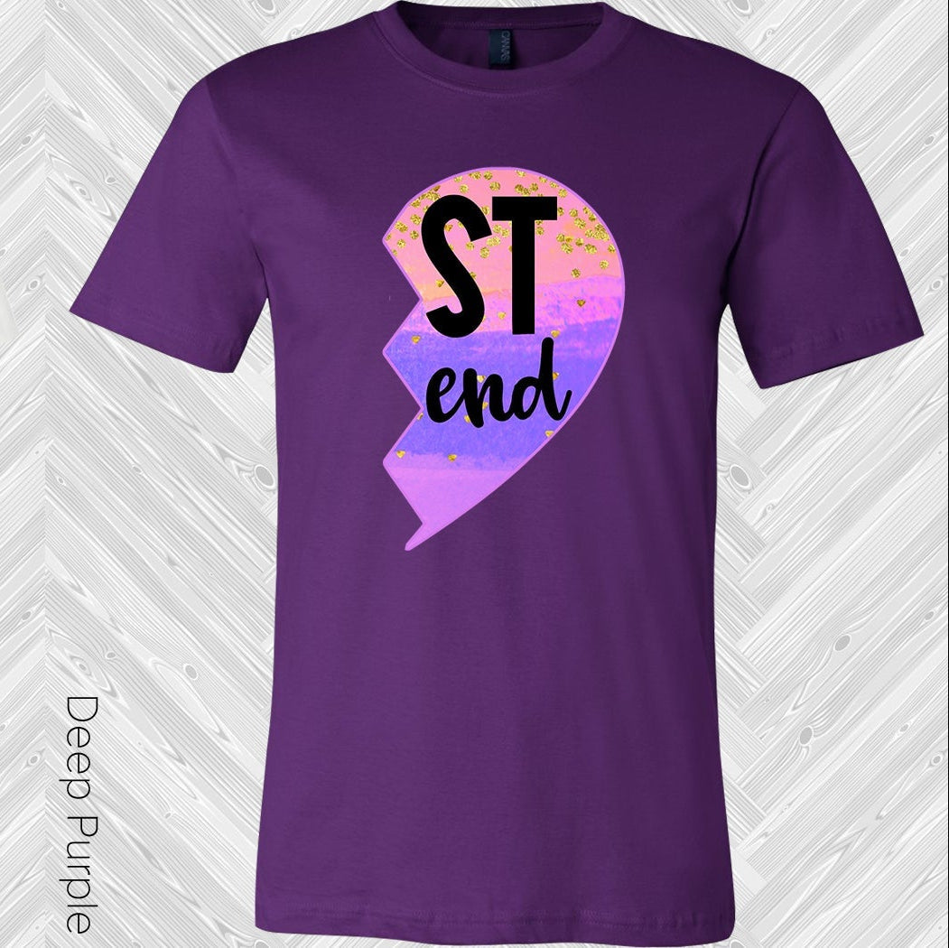 Pastel Stripes Heart Best Friend (Right Shirt in Photo) Graphic Tee