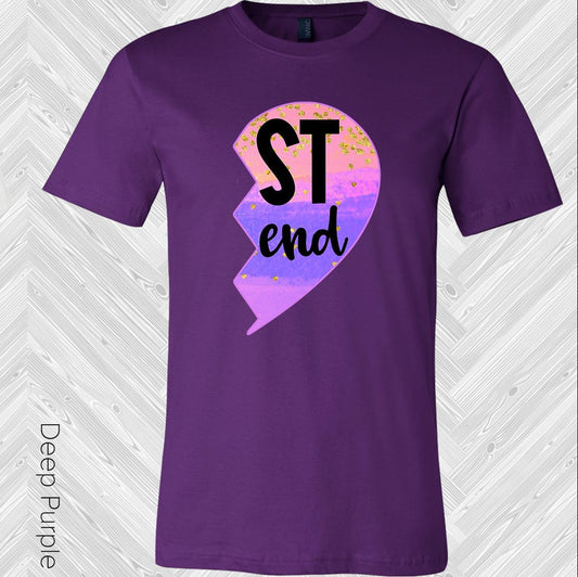 Pastel Stripes Heart Best Friend (Right Shirt in Photo) Graphic Tee