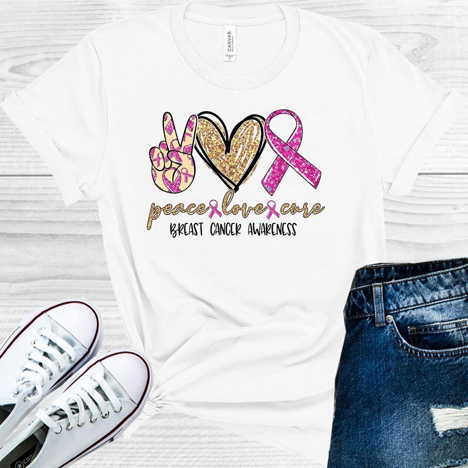 Peace Love Cure Breast Cancer Awareness Graphic Tee