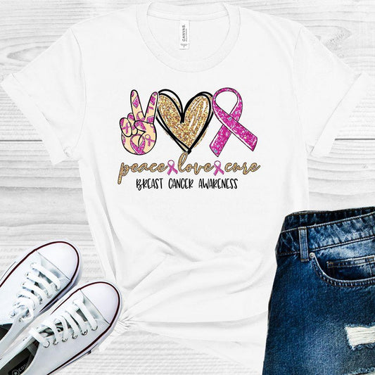 Peace Love Cure Breast Cancer Awareness Graphic Tee
