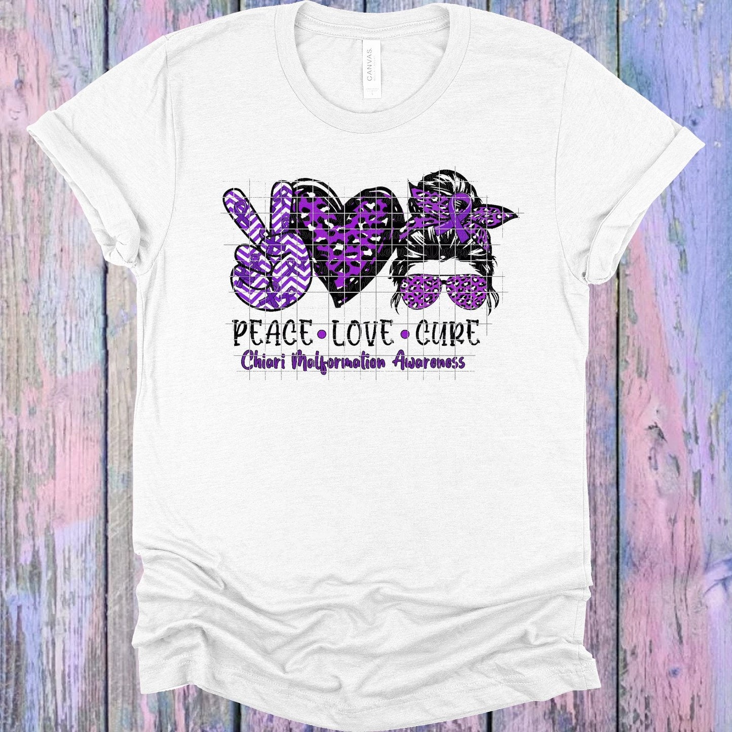 Peace Love Cure Chiari Malformation Awareness Graphic Tee