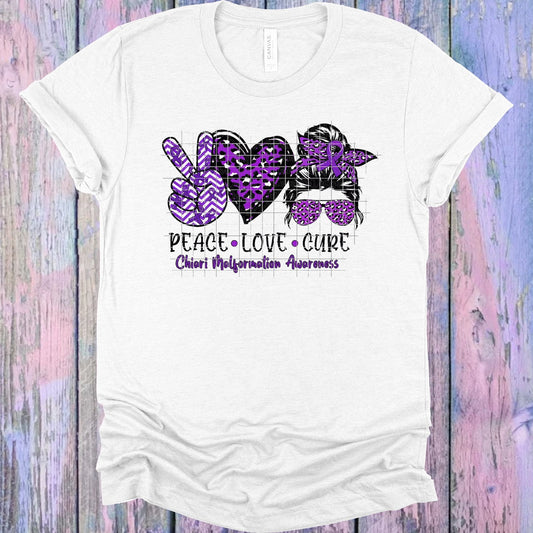Peace Love Cure Chiari Malformation Awareness Graphic Tee