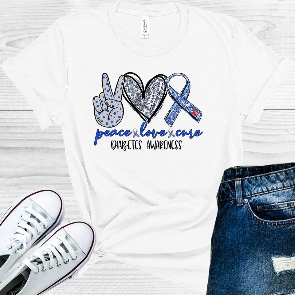 Peace Love Cure Diabetes Awareness Graphic Tee