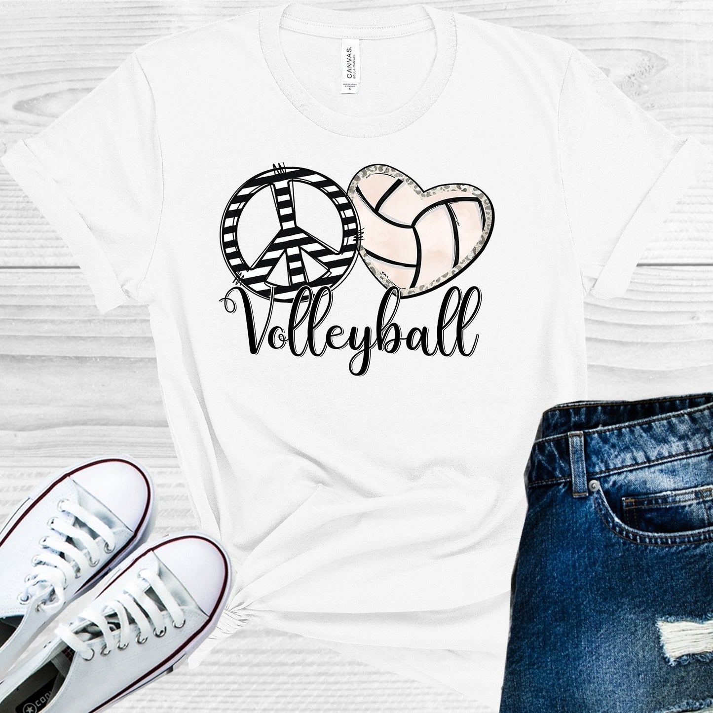 Peace Love Volleyball Graphic Tee