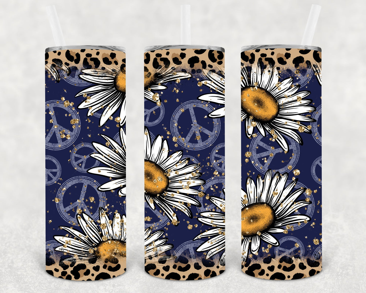 Peace Sign Daisies 20 oz Skinny Tumbler