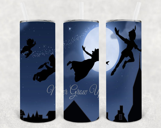 Peter Pan Never Grow Up 20 oz Skinny Tumbler
