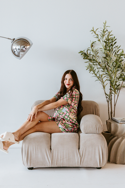 Pickleball Daisy Satin Pajamas