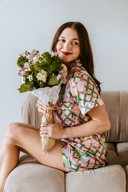 Pickleball Daisy Satin Pajamas