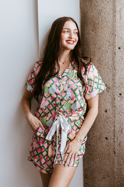 Pickleball Daisy Satin Pajamas