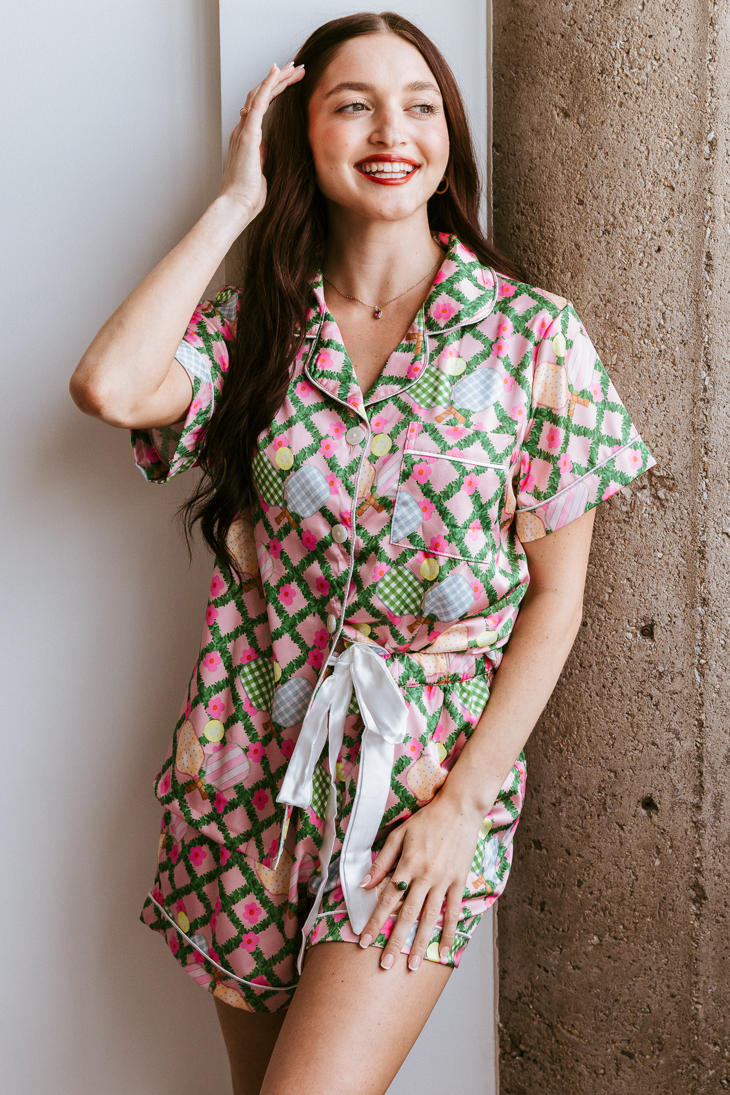 Pickleball Daisy Satin Pajamas