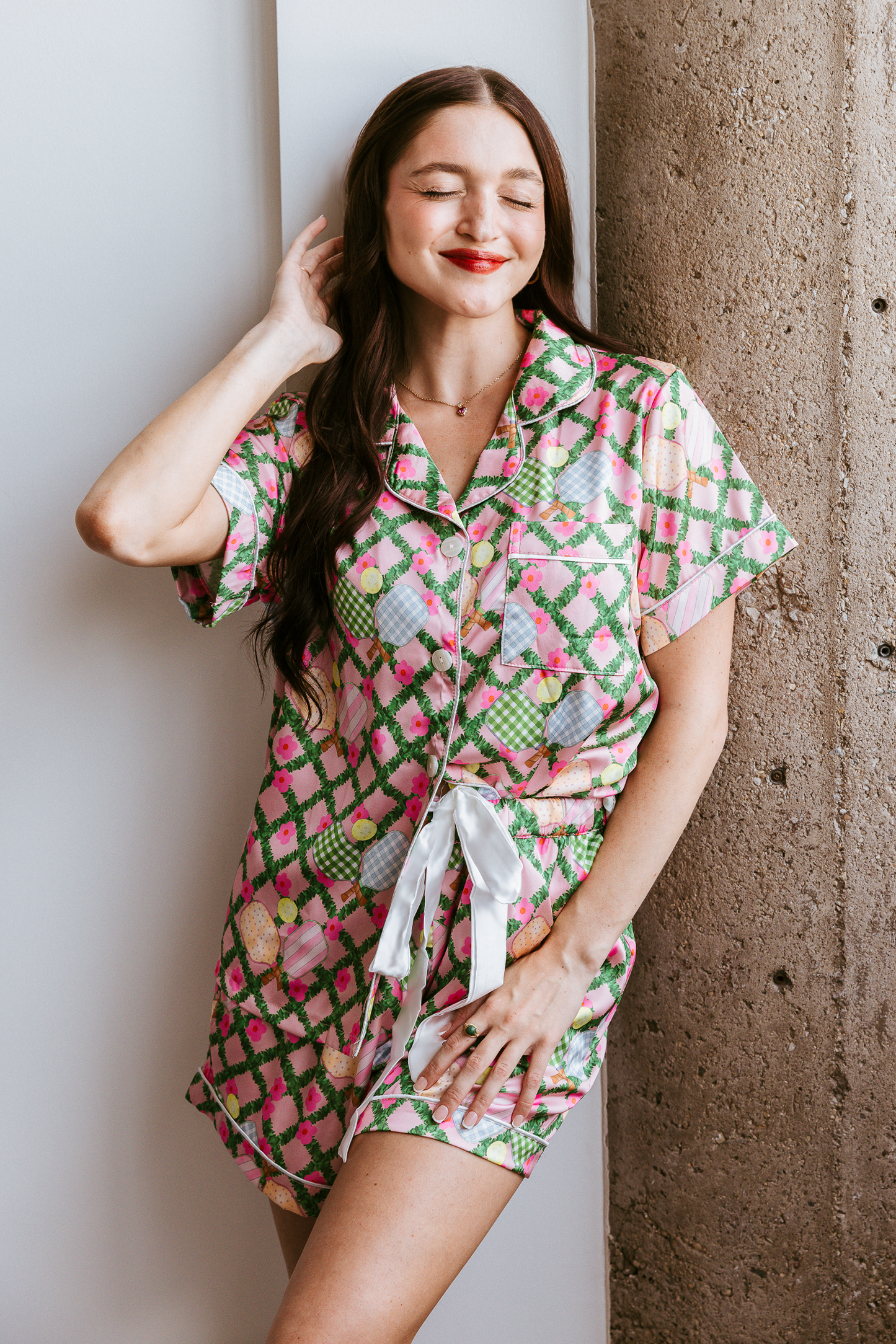 Pickleball Daisy Satin Pajamas