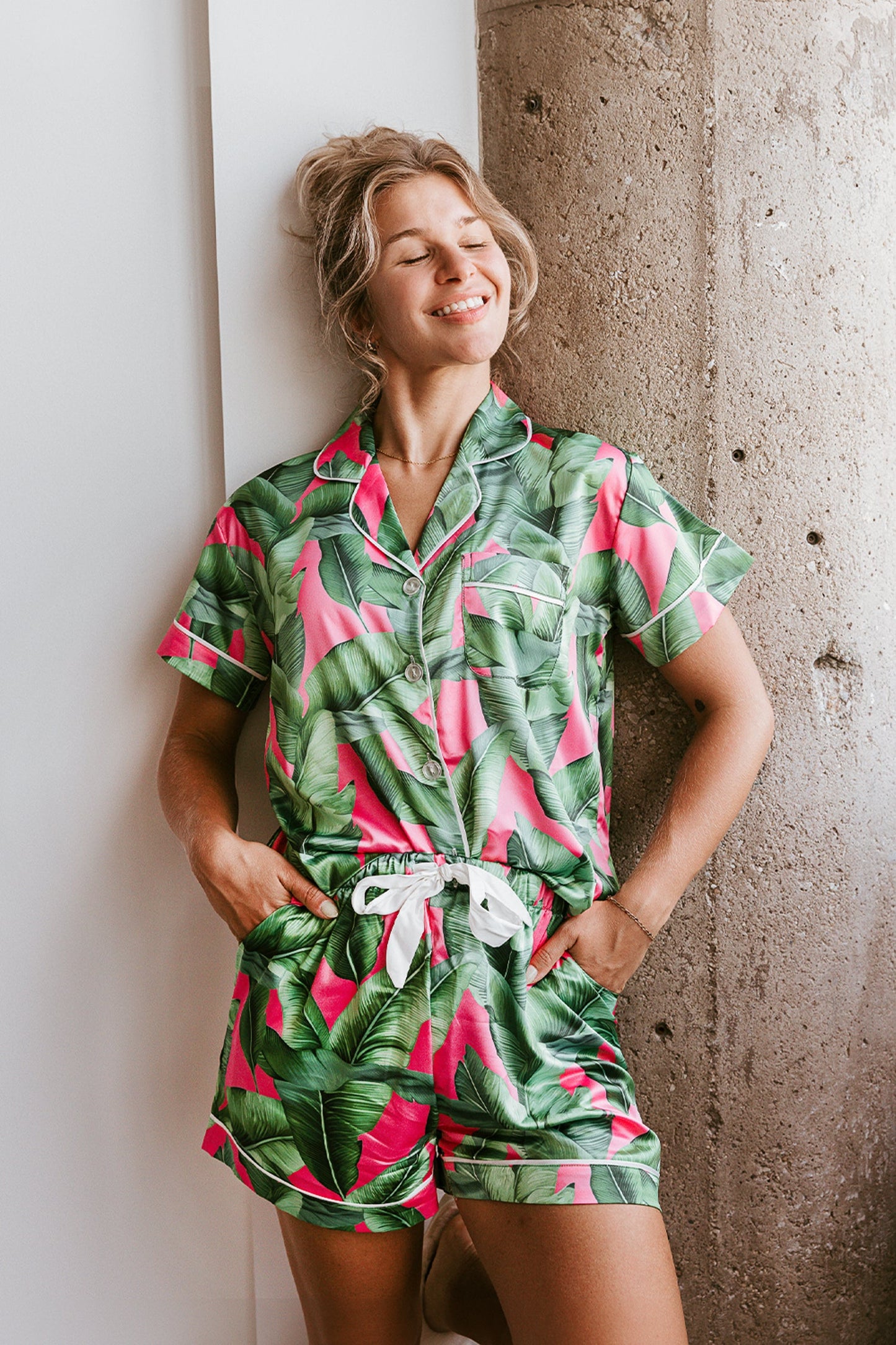 Pink Banana Leaf Pajamas