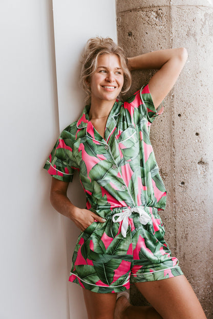 Pink Banana Leaf Pajamas