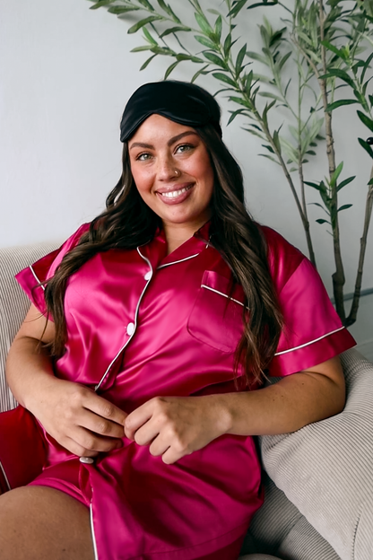Pink Berry Satin Pajamas Shorts Set