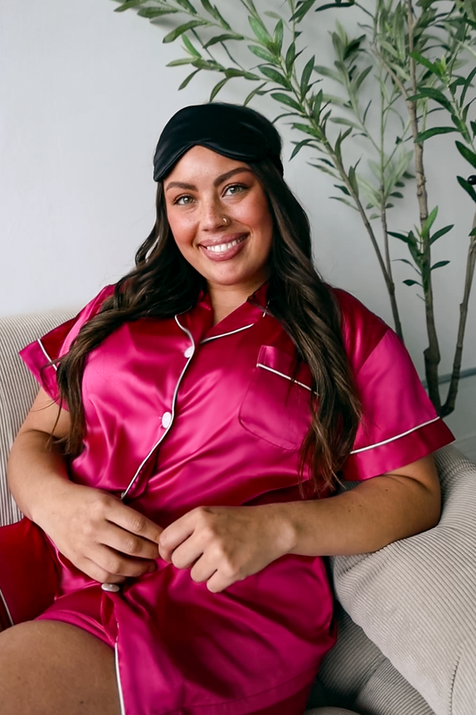 Pink Berry Satin Pajamas Shorts Set