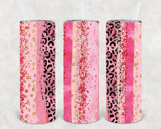 Pink Brushstrokes 20 oz Skinny Tumbler