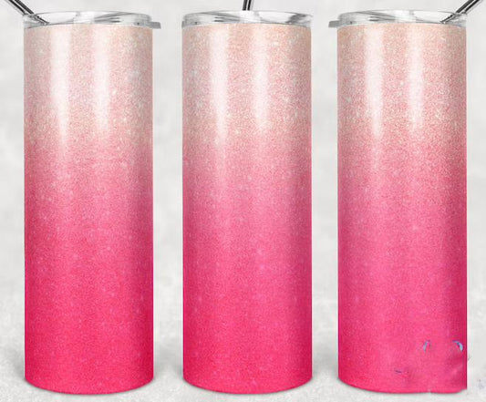 Pink Ombre Glitter 20 oz Skinny Tumbler