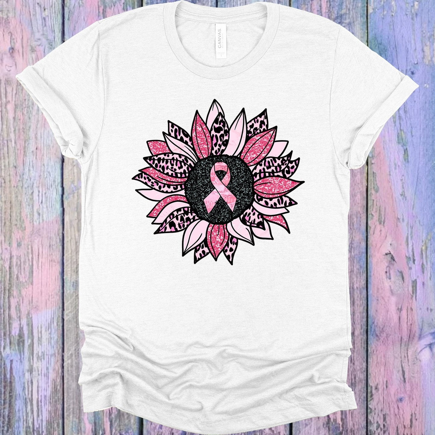Pink Ribbon Flower Graphic Tee