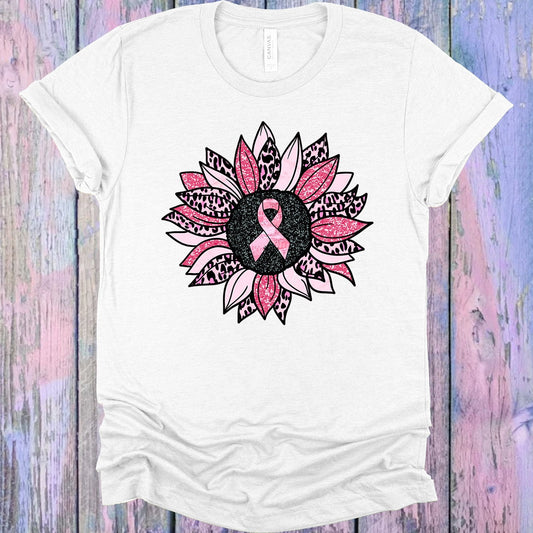 Pink Ribbon Flower Graphic Tee
