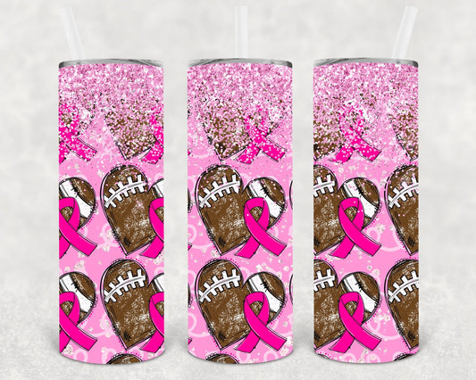 Pink Ribbon Football 20 oz Skinny Tumbler
