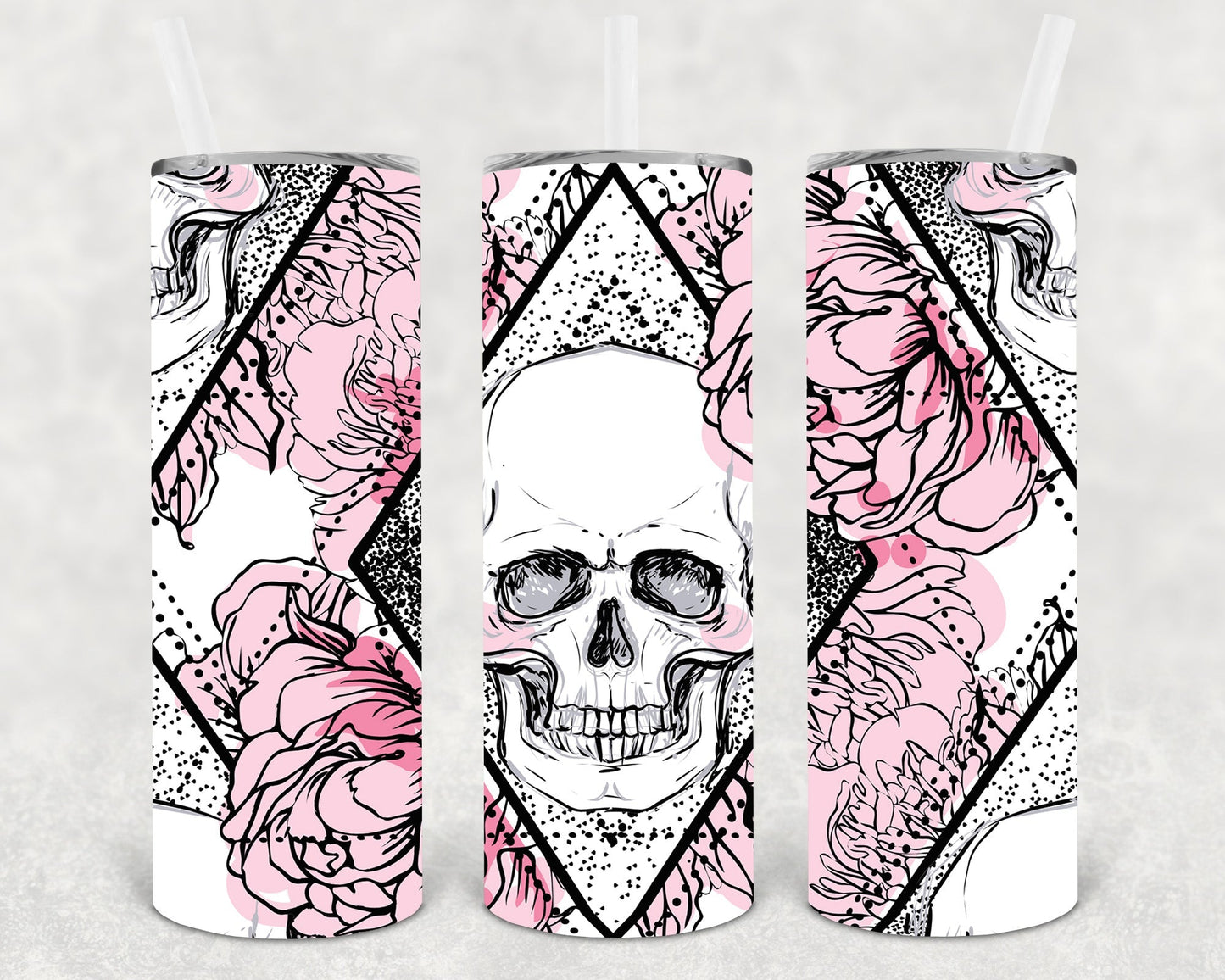 Pink Skulls 20 oz Skinny Tumbler