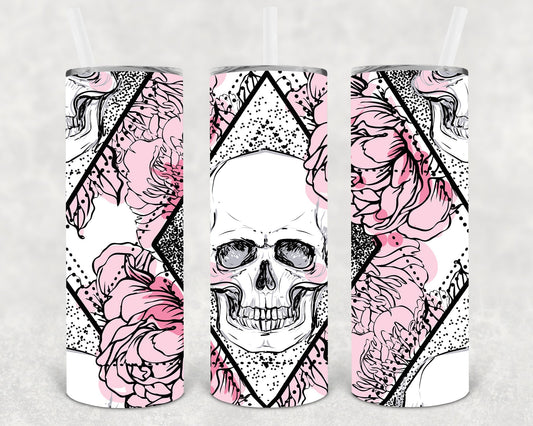 Pink Skulls 20 oz Skinny Tumbler