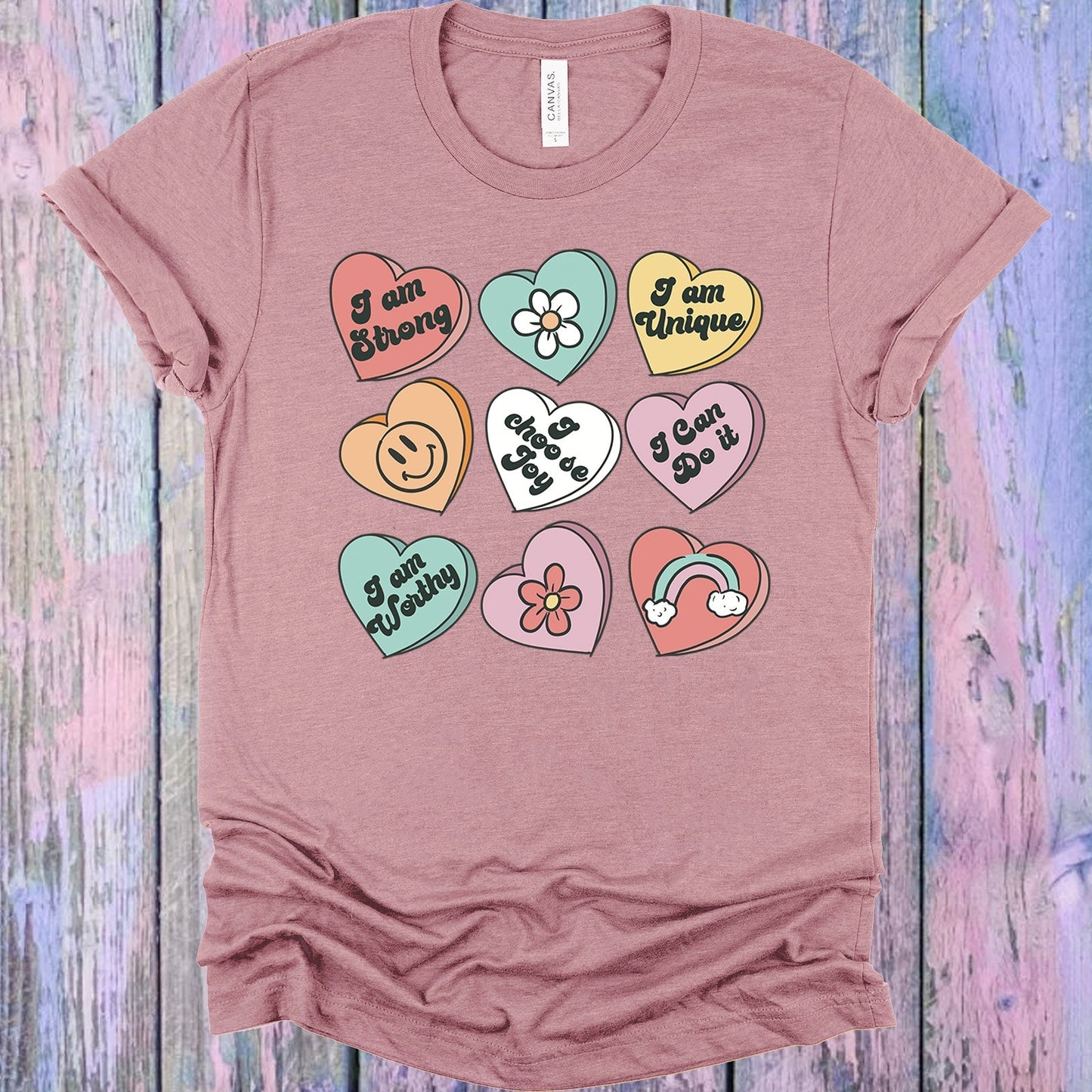 Positive Affirmation Hearts Graphic Tee