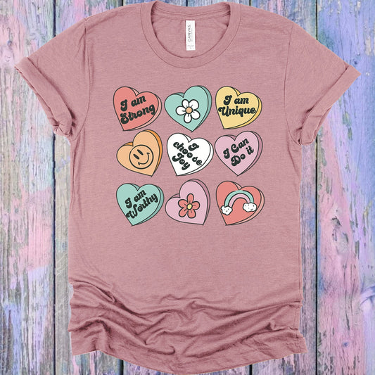 Positive Affirmation Hearts Graphic Tee