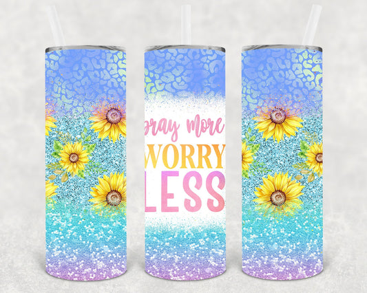 Pray More Worry Less 20 oz Skinny Tumbler