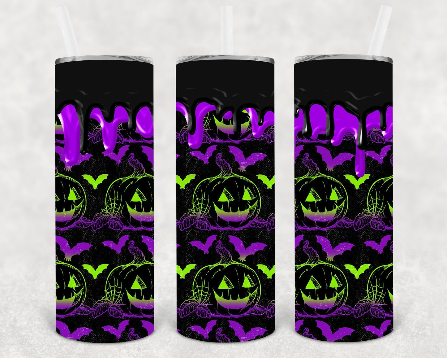 Purple and Green Pumpkins 20 oz Skinny Tumbler