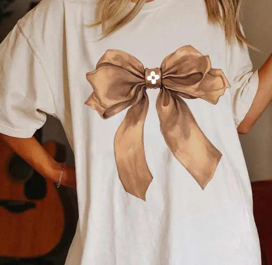 Brown Coquette Bow Graphic Tee