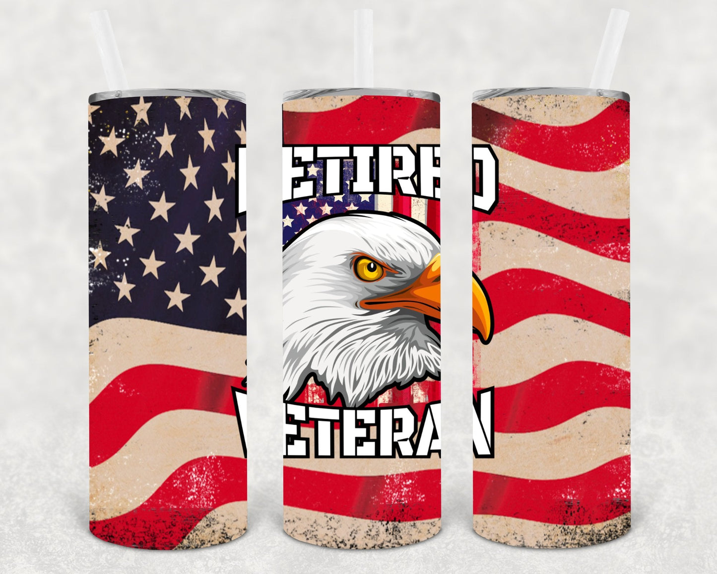 Retired Veteran 20 oz Skinny Tumbler