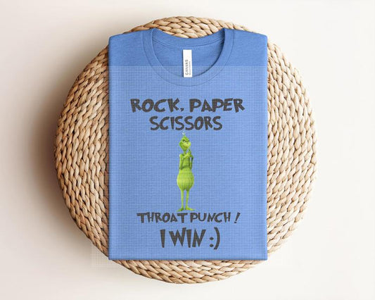 Rock Paper Scissors Throat Punch I Win Graphic Tee