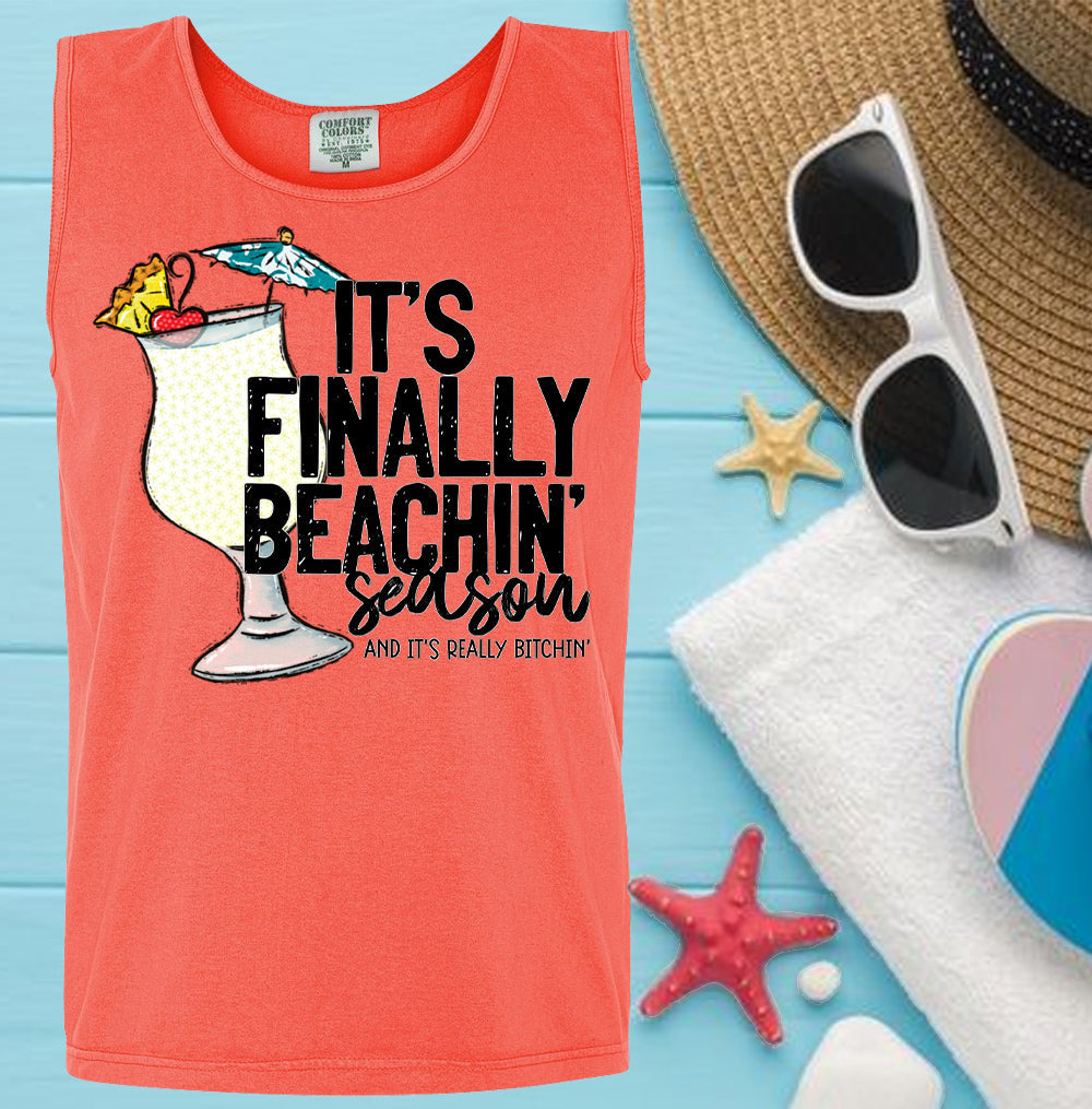 It's Finally Beachin Season - Comfort Colors Graphic Tank Top