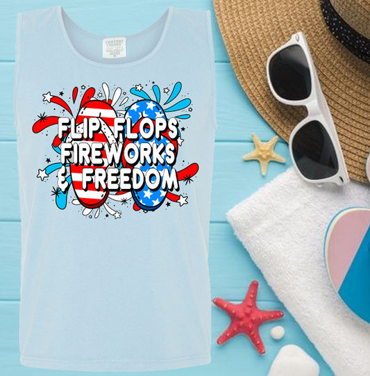 Flip Flops Fireworks Freedom Graphic Tee