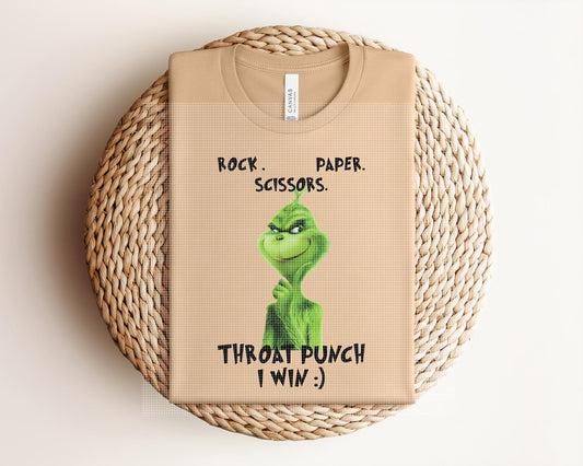 Rock Paper Scissors Throat Punch I Win Graphic Tee