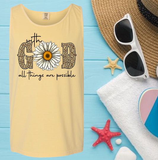 With God All Things are Possible - Comfort Colors Graphic Tank Top