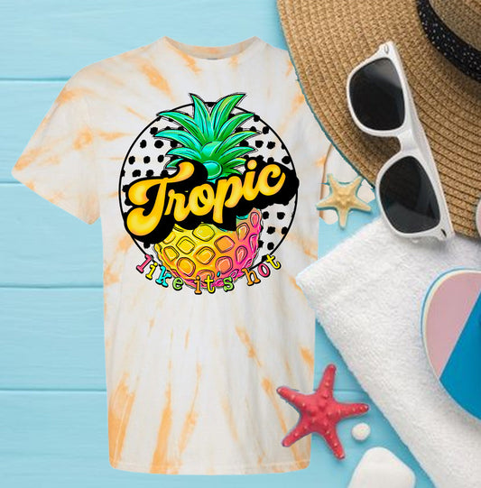 Tropic Like It's Hot - Tie Dye Graphic Tee