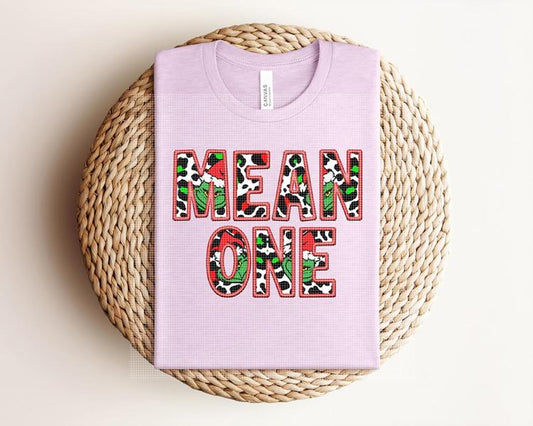 Mean One Faux Embroidery Graphic Tee