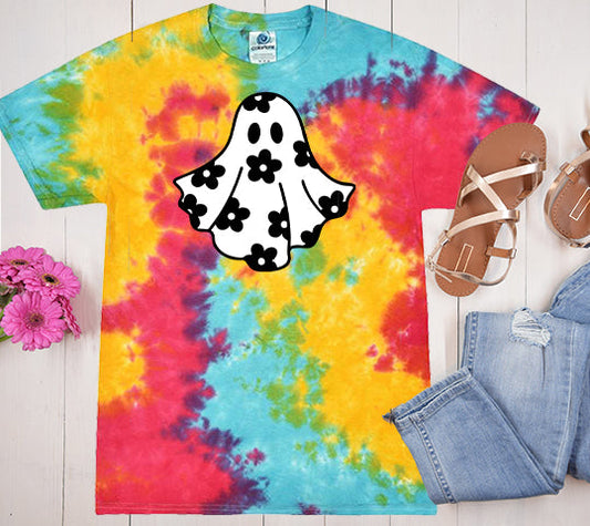 Floral Ghost - Tie Dye Graphic Tee