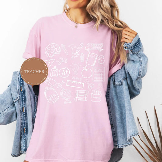 Teacher Doodle Icons Graphic Tee
