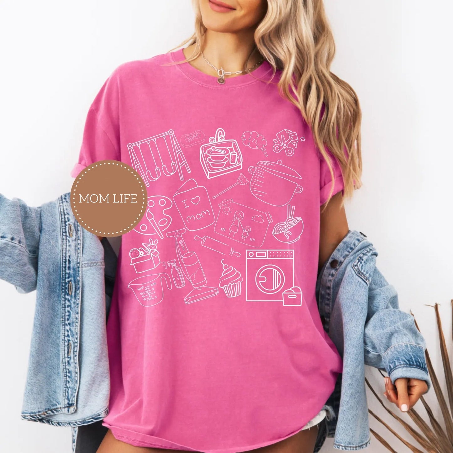 Mom Life Doodle Icons Graphic Tee
