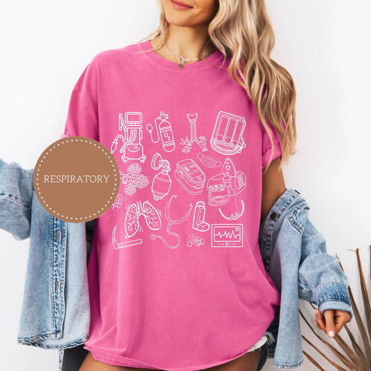 Respiratory Doodle Icons Graphic Tee