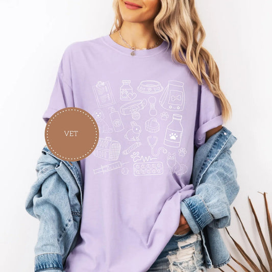Vet Doodle Icons Graphic Tee