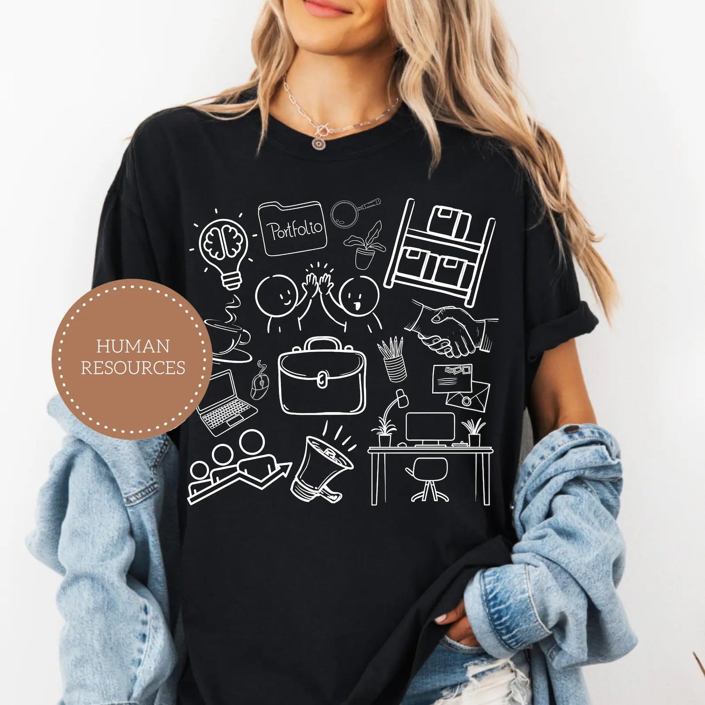 Human Resources Doodle Icons Graphic Tee