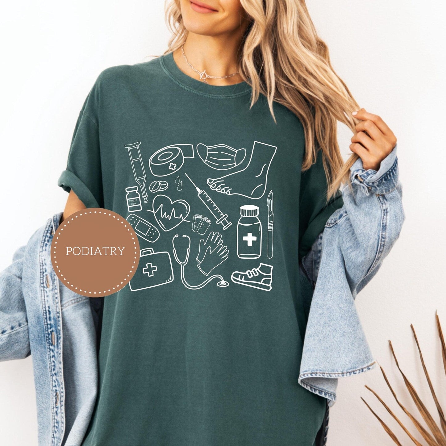 Podiatry Doodle Icons Graphic Tee