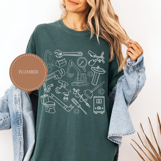 Plumber Doodle Icons Graphic Tee