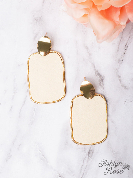 Faux Leather Square Stud Earrings