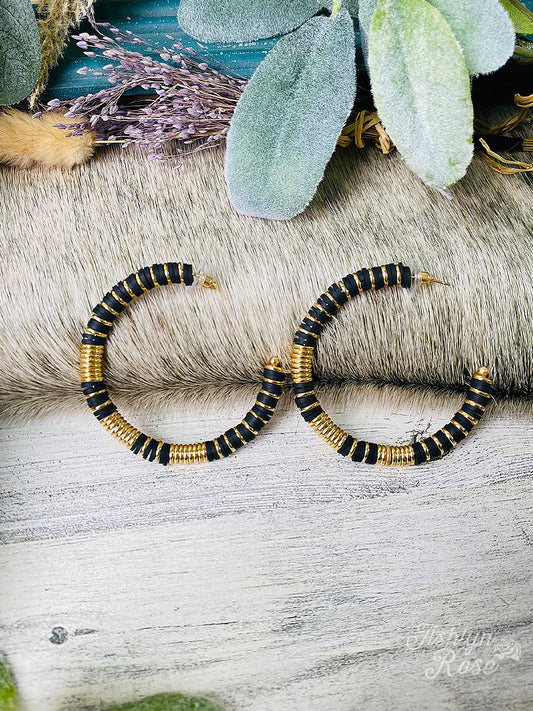 Take me to Bali Black with gold Hoop earrings