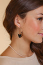 Stone Cluster Oval Hoop Earrings, Black